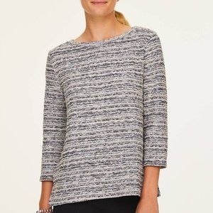 LOFT Rainbow Tweed 3/4 Boatneck Sweater